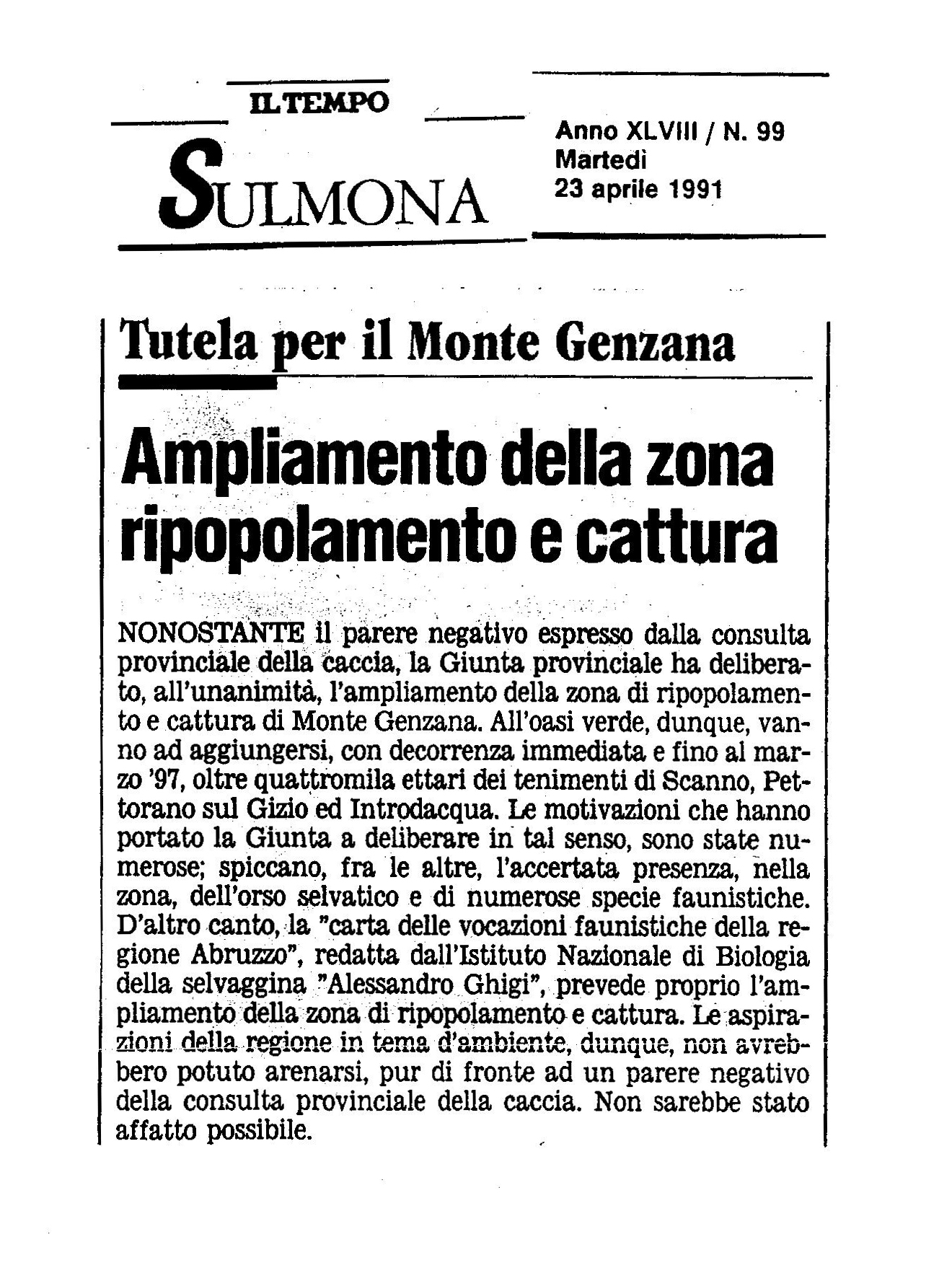 1991.04.23. Il tempo. Istituzione zrc